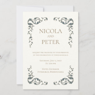 Elegant Ornate Scroll Frame Wedding Invitation