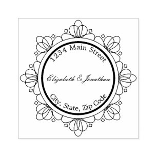 Elegant Ornate Vine Border Return Address Rubber Stamp