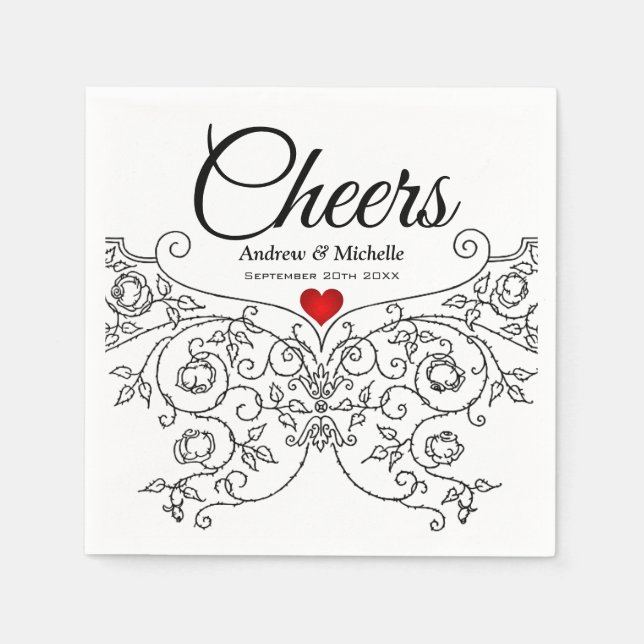 Elegant Ornate Wedding Mr and Mrs Personalised Napkin (Front)