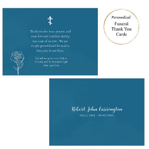 Elegant Orthodox Christian Funeral  Thank You Card