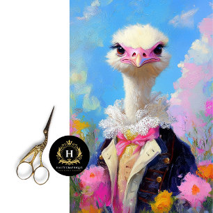 Elegant Ostrich in Lace and Florals Decoupage Tissue Paper