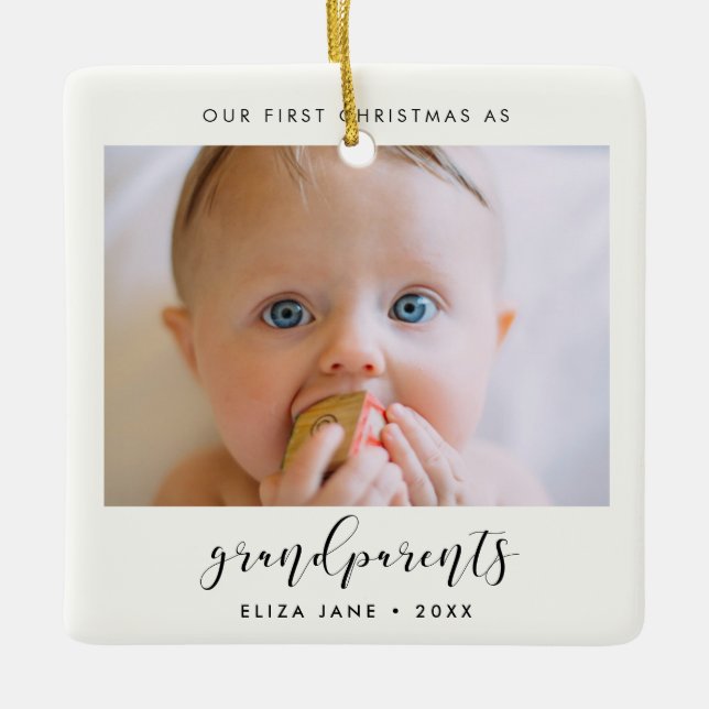 Elegant Our First Christmas as grandparents Ceramic Ornament (Front)