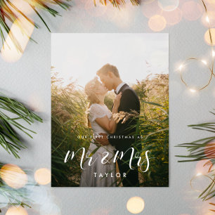Elegant Our first Christmas as Mr and Mrs photo Postcard