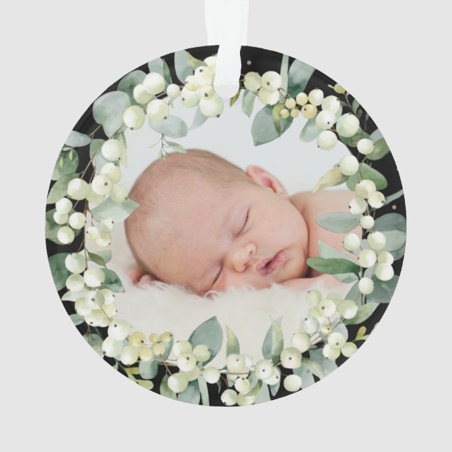 Elegant Our First Christmas as Parents Photo Ornament (Back)