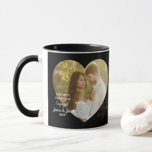 Elegant Our First Christmas Engaged Heart Photo Mug