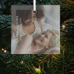 Elegant Our First Christmas Photo Glass Ornament<br><div class="desc">Celebrate your first Christmas together with an elegant personalized glass Christmas tree decoration! This beautiful ornament features your favourite photo and custom text, personalized with both of your names and the special year. Give your mantle a personalized touch with a unique and meaningful decoration that serves as a reminder of...</div>