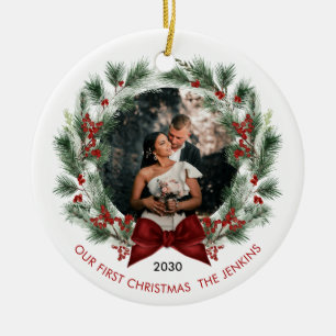 Elegant Our First Christmas Together Couple Ceramic Ornament