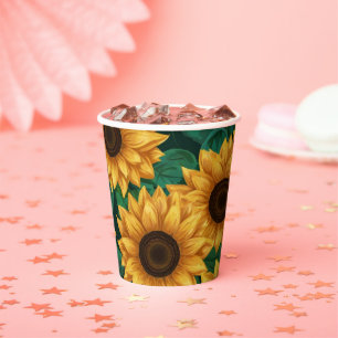 Elegant "Our Little Sunflower" Modern Baby Shower Paper Cups