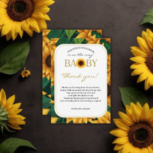 Elegant "Our Little Sunflower" Modern Baby Shower Thank You Card