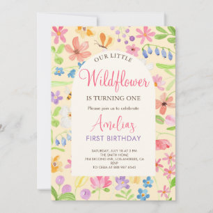 Elegant Our Little Wildflower Girl First Birthday  Invitation