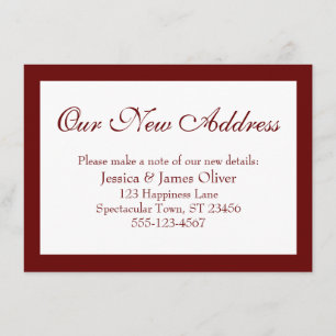 Elegant Our New Address Bordered Burgundy, White Enclosure Card