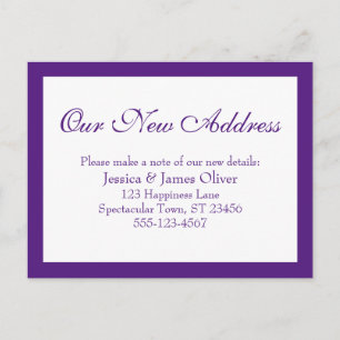 Elegant Our New Address Bordered Purple & White Postcard