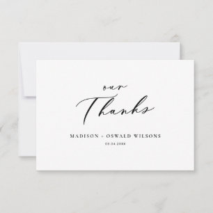 Elegant Our Thanks Script Wedding minimalist Thank You Card