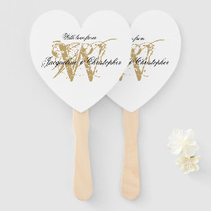 Elegant Outdoor Wedding Monogram And Names Chic  Hand Fan
