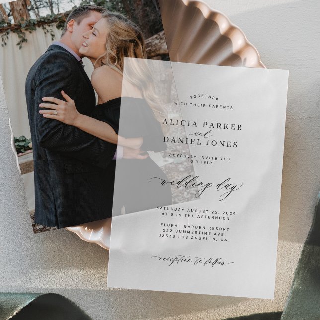 Elegant overlay black and white wedding vellum invitations (Pair it with a photo card - you can find it in the collection)