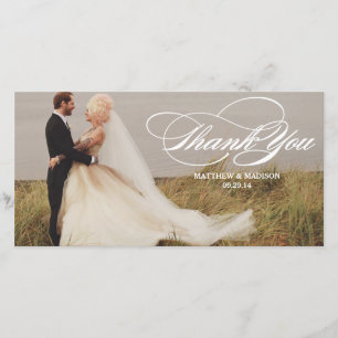 Elegant Overlay Wedding Thank You Photo Card