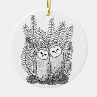 Elegant Owl Couple Together Anniversary Christmas