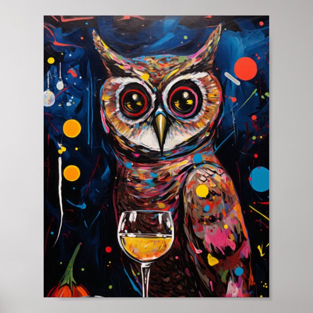 Elegant Owl Martini Poster by Ryan Shava | Neo-Exp (Front)