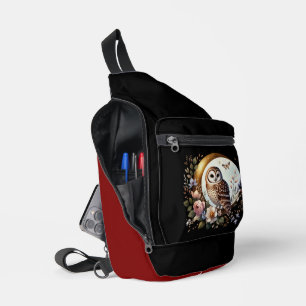 Elegant Owl on Golden Moon Sling Bag