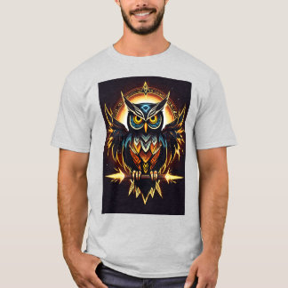 Elegant Owl Print T-Shirt - Nature Inspired Tee .