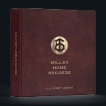 Elegant Oxblood Homeowner Records Binder<br><div class="desc">Organize your valuable homeowner records in style with this elegant oxblood leather print binder. Designed for new homeowners, homeowners, and real estate professionals, this binder showcases a captivating gold typography on a sophisticated faux oxblood background. The brushed metallic gold home icon, along with customizable text, allows you to personalize the...</div>