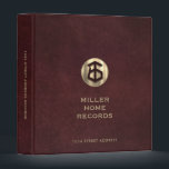 Elegant Oxblood Homeowner Records Binder<br><div class="desc">Organize your valuable homeowner records in style with this elegant oxblood leather print binder. Designed for new homeowners, homeowners, and real estate professionals, this binder showcases a captivating gold typography on a sophisticated faux oxblood background. The brushed metallic gold home icon, along with customizable text, allows you to personalize the...</div>