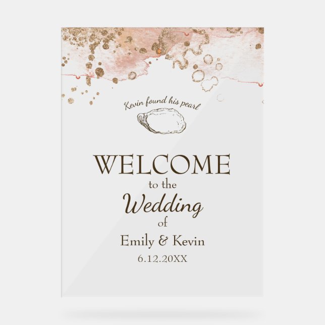 Elégant Oyster Shell Beach Wedding Bienvenue (Recto)