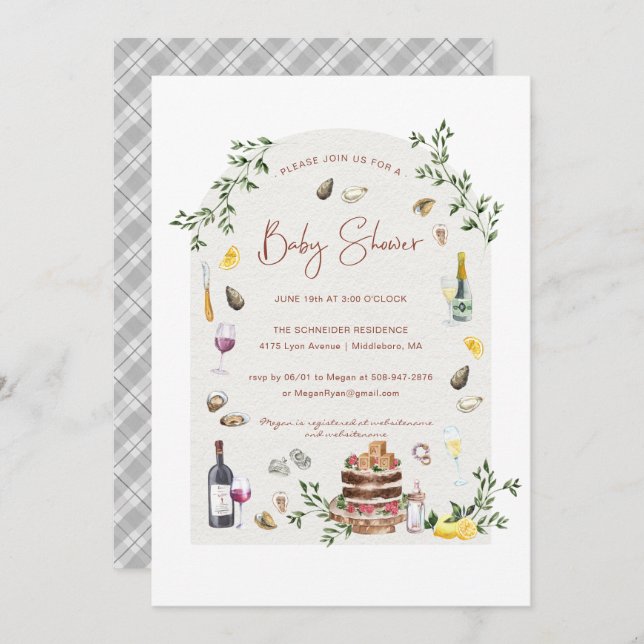 Elegant Oysters & Wine | Baby Shower Invitation (Front/Back)