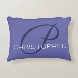 Elegant P Initial Name PeriwinkleBlue Stylish Accent Pillow