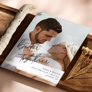 Elegant Paint Stroke Photo Wedding Save The Date
