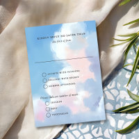 Elegant Painted Blue Sky Puffy Pink Clouds Wedding