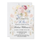 Elegant Painted Blush Rose Floral 90th Birthday