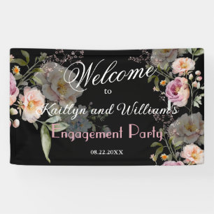 Elegant Painted Floral Engagement Party Welcome Banner