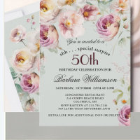Elegant Painted Floral Surprise 50th Birthday