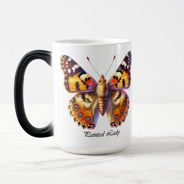Elegant Painted Lady Butterfly Wrap  Magic Mug (Left)