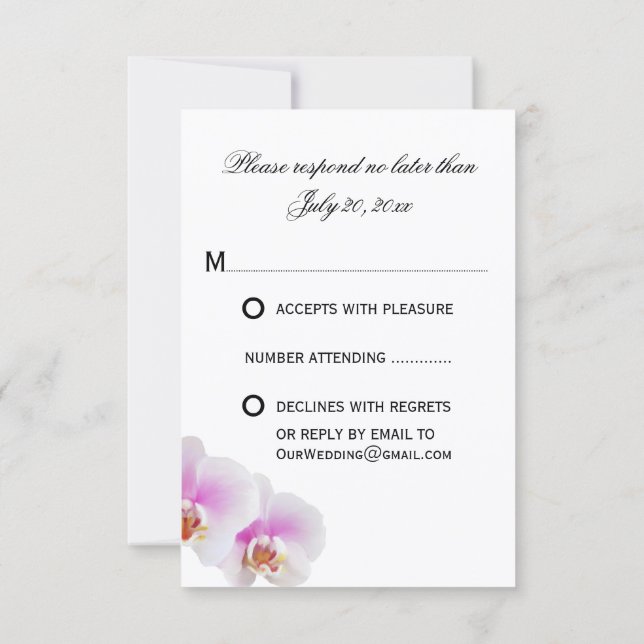 Elegant Painted Orchids RSVP Reply Cards (Back)