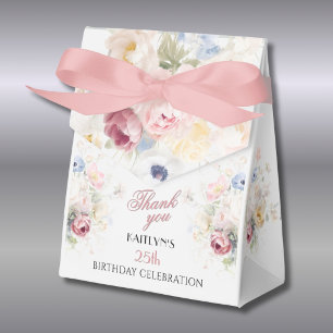 Elegant Painted Pink Flora 25th birthday Favor Box