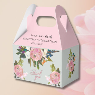 *Elegant Painted Pink Floral 60th birthday favors Favor Box