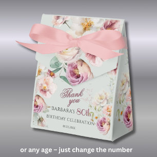 Elegant Painted Pink Floral 80th birthday Favor Box