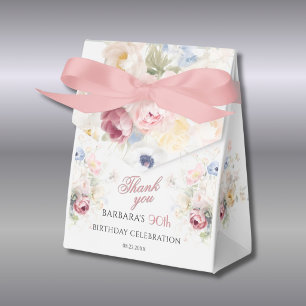 Elegant Painted Pink Floral 90th birthday  Favor Box