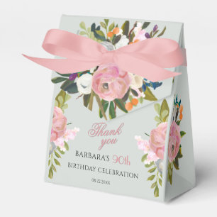 Elegant Painted Pink Floral 90th birthday favors  Favor Box