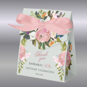 Elegant Painted Pink Floral 90th birthday favours Favor Box