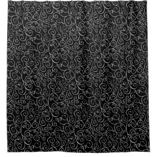 Elegant Painted White Scrolling Curves on Black
