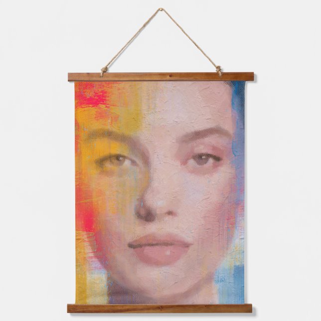 Elegant Painterly Face Illustration Hanging Tapestry (Front)