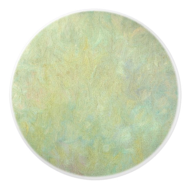 Elegant Painterly Textured Look Green Drawer Ceramic Knob (Front)