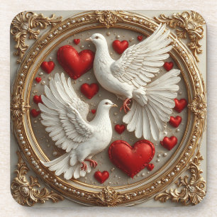 Elegant Pair of Doves Symbolizing Love and Unity Coaster