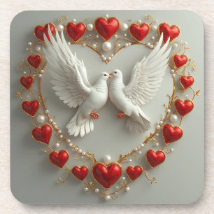Elegant Pair of Doves Symbolizing Love and Unity Coaster
