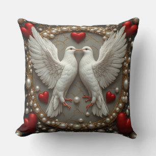Elegant Pair of Doves Symbolizing Love and Unity Throw Pillow