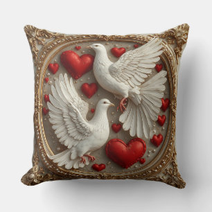 Elegant Pair of Doves Symbolizing Love and Unity Throw Pillow