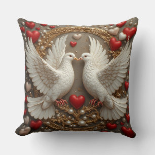 Elegant Pair of Doves Symbolizing Love and Unity Throw Pillow